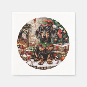 Serviette En Papier Chiens de Noël Elf Dachshund