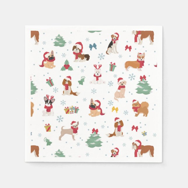 Serviette En Papier Chiens de Noël en accessoires de vacances (Devant)