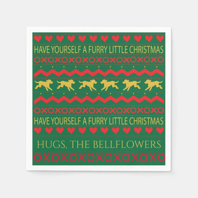 Serviette En Papier Chiens de Noël Furry Little (Devant)