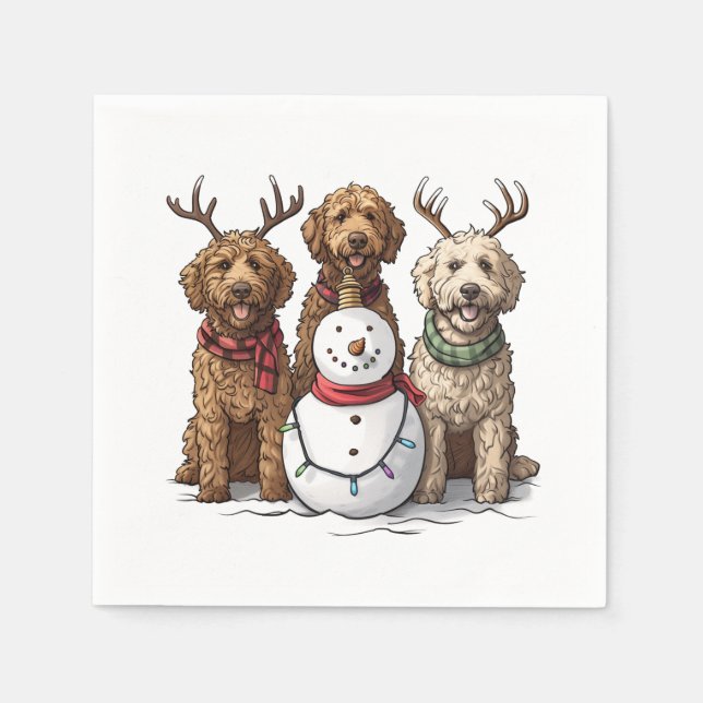 Serviette En Papier Chiens de Noël Goldendoodle (Devant)