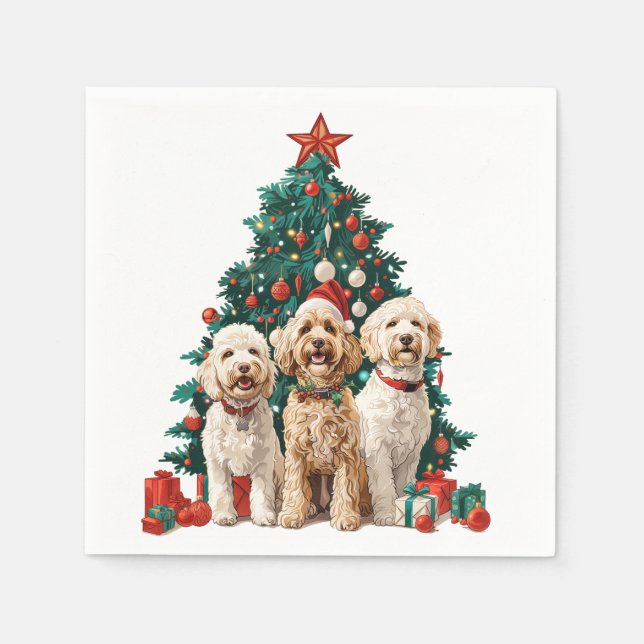 Serviette En Papier Chiens de Noël Goldendoodle (Devant)
