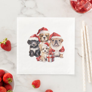 Serviette En Papier 'Chiens de Noël' mignon amoureux des chiens