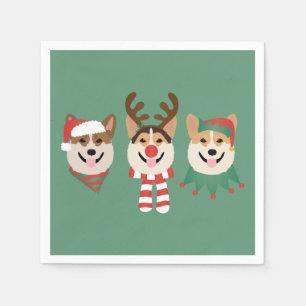 Serviette En Papier Chiens de Noël Pembroke Welsh Corgi