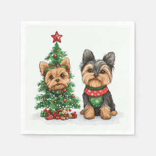Serviette En Papier Chiens de Noël Yorkie