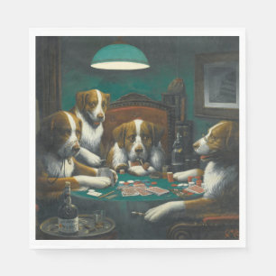Serviette En Papier Chiens de St Bernard Jouant au Poker (Art animal r