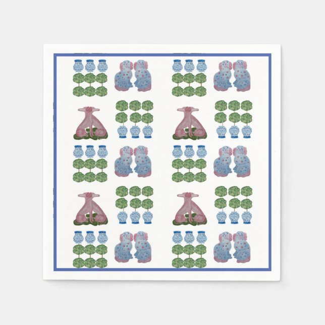 Serviette En Papier Chiens du Staffordshire Topiary Ginger Jar (Devant)