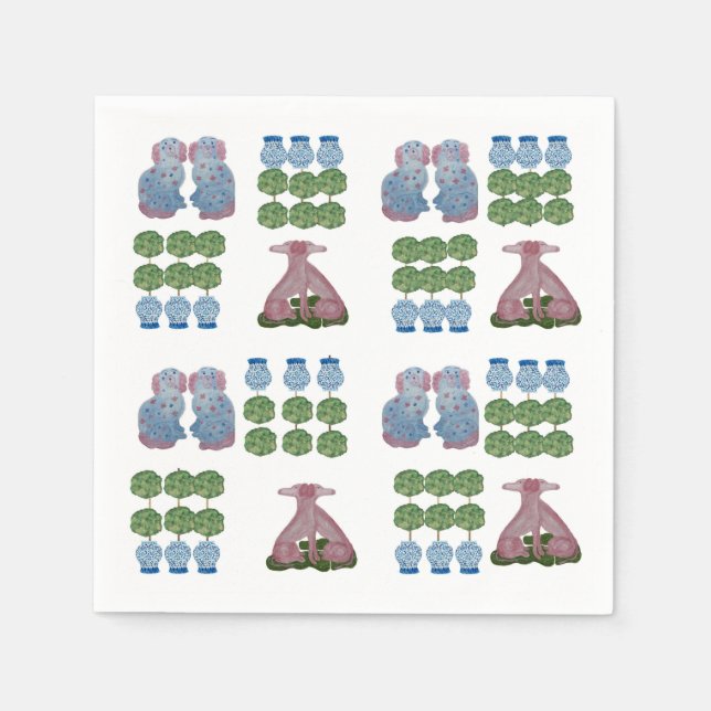 Serviette En Papier Chiens du Staffordshire Topiary Ginger Jar (Devant)