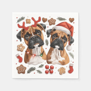 Serviette En Papier Chiens en boîte de Noël