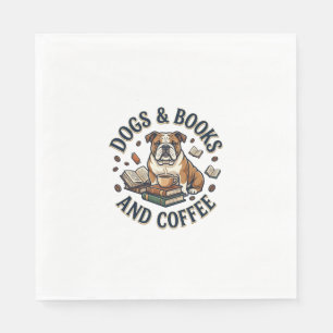 Serviette En Papier Chiens Livres Café Bulldog Pile Tasse_1