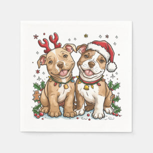 Serviette En Papier Chiens taureaux de Noël Pit