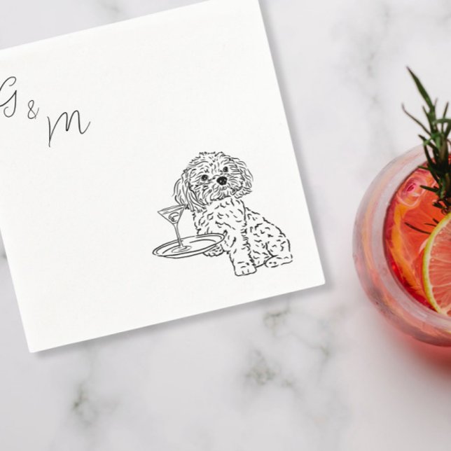Serviette En Papier Chih Tzu dessin avec un cocktail de martini Napkin (Créateur téléchargé)