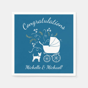 Serviette En Papier Chihuahua Baby shower Blue Boy Chig
