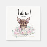 Chihuahua Chien Mariage Cocktail Serviettes