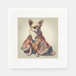 Serviette En Papier Chihuahua Chig En Japonais Kimono Robe Illustratio