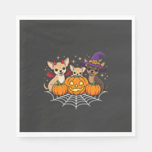 Serviette En Papier Chihuahua Halloween Citrouille Sorcière Design de
