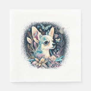 Serviette En Papier Chihuahua mignon chien de belles fleurs fille