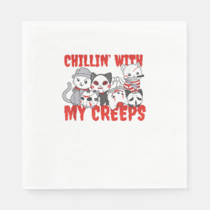 Serviette En Papier Chillin Avec Mes Creeps Chat Horreur Killer Hallow