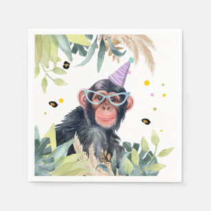 Serviette En Papier Chimpanzé Singe Fête Animaux Anniversaire Safari