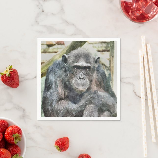 SERVIETTE EN PAPIER CHIMPANZEE CUTE (En situation)