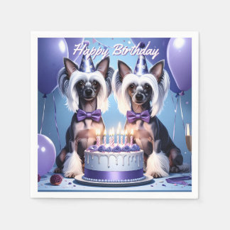 Serviette En Papier Chinese Crested Birthday