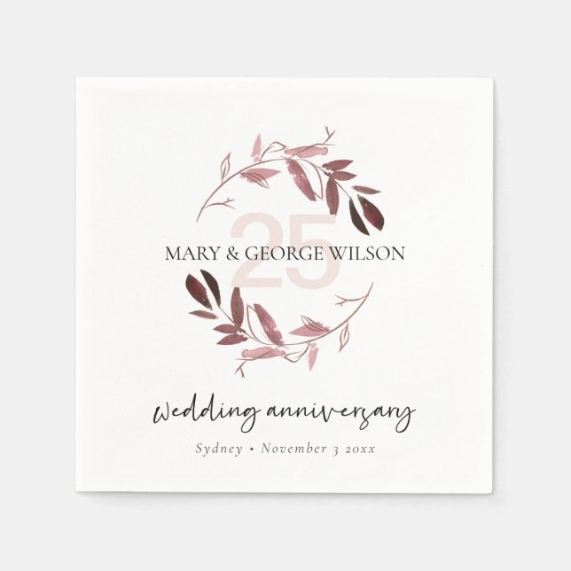 SERVIETTE EN PAPIER CHINK PURPLE FOLIAGE WREATURE TOUS LES 25 ANS (Devant)