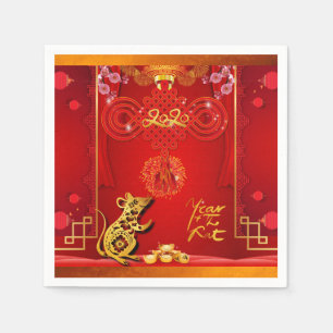 Serviette En Papier Chinois Rouge Rat de noeud annuel 2020 papier de p