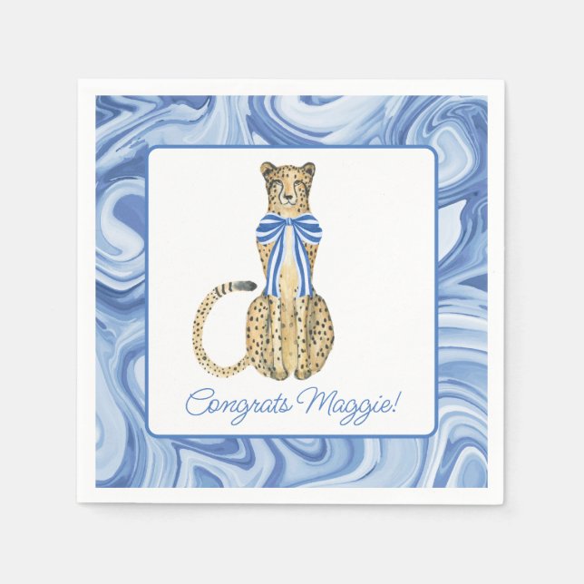 Serviette En Papier Chinoiserie Aquarelle Bow Cheetah Party Plaques (Devant)