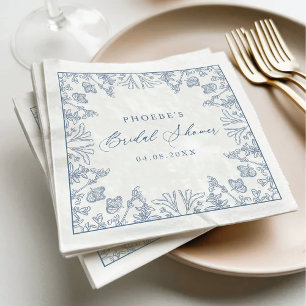 Serviette En Papier Chinoiserie bleue française Fête des mariées flora