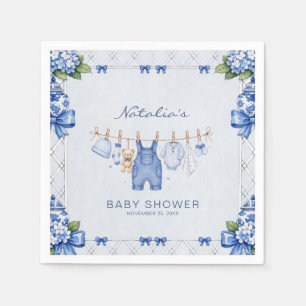 Serviette En Papier Chinoiserie Blue Jean Denim nœud Baby Shower