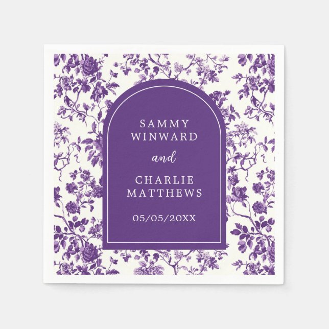 Serviette En Papier Chinoiserie d'antiquité violet Mariage (Devant)