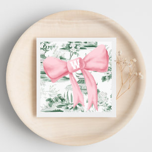 Serviette En Papier Chinoiserie de Bow rose Monogramme Napkin