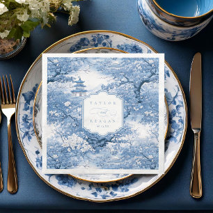 Serviette En Papier Chinoiserie de porcelaine Nom du Mariage ID1094