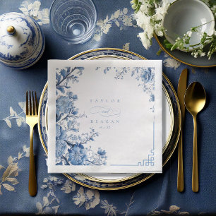 Serviette En Papier Chinoiserie Floral Border Mariage ID1094