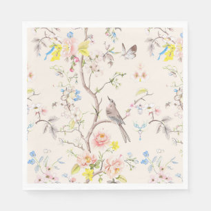 Serviette En Papier Chinoiserie florale rose