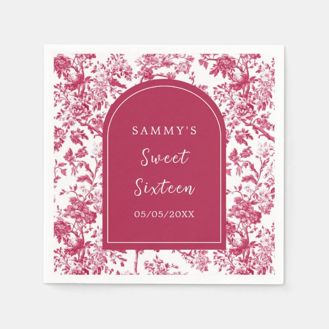 Serviette En Papier Chinoiserie rose antique Sweet sixteen (Devant)