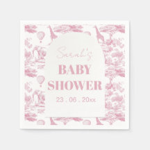 Chinoiserie rose Baby shower Toile de Jouy