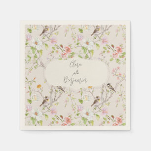 Serviette En Papier Chinoiserie rose Floral Mariage