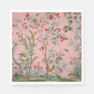 Serviette En Papier Chinoiserie rose Oiseau Floral Découpage