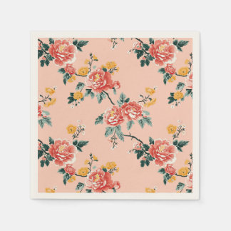 Serviette En Papier Chinoiserie rose pâle Floral