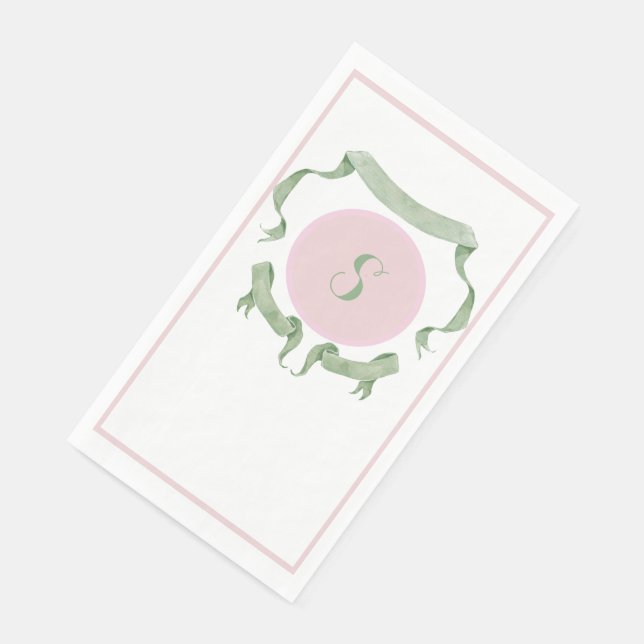 Serviette En Papier Chinoiserie Rubans rose Logo Papier de crête (Coin)