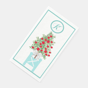 Serviette En Papier Chinoiserie Topiaire de Noël Orange
