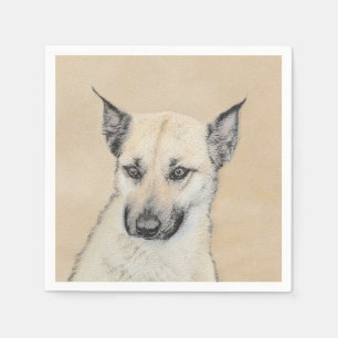Serviette En Papier Chinook (Oreilles Pointées) Peinture - Art Chien o