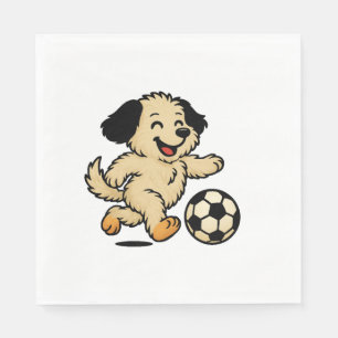 Serviette En Papier Chiot jouant au football