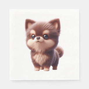 Serviette En Papier Chiot Mignon et Fluffy � Design de Chien Adorable