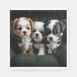 Serviette En Papier Chiots super mignons sur le canapé 2