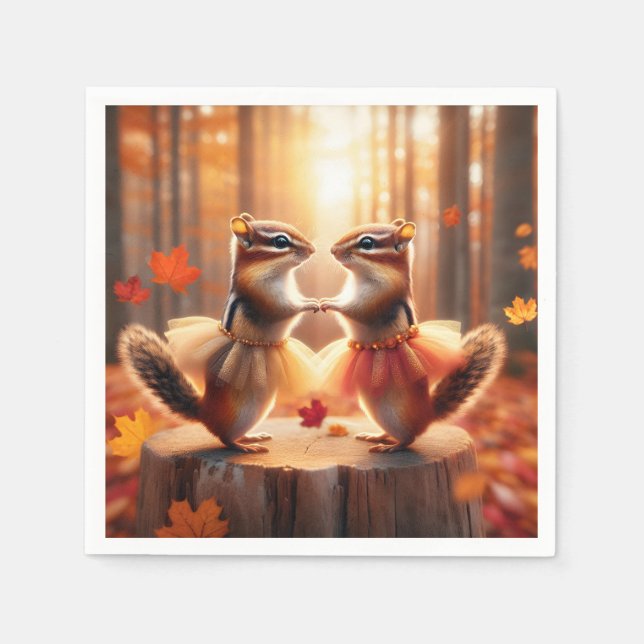 Serviette En Papier Chipmunks d'automne (Devant)