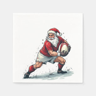 Serviette En Papier Chirstmas Imaginaire Football Jouer Père Noël