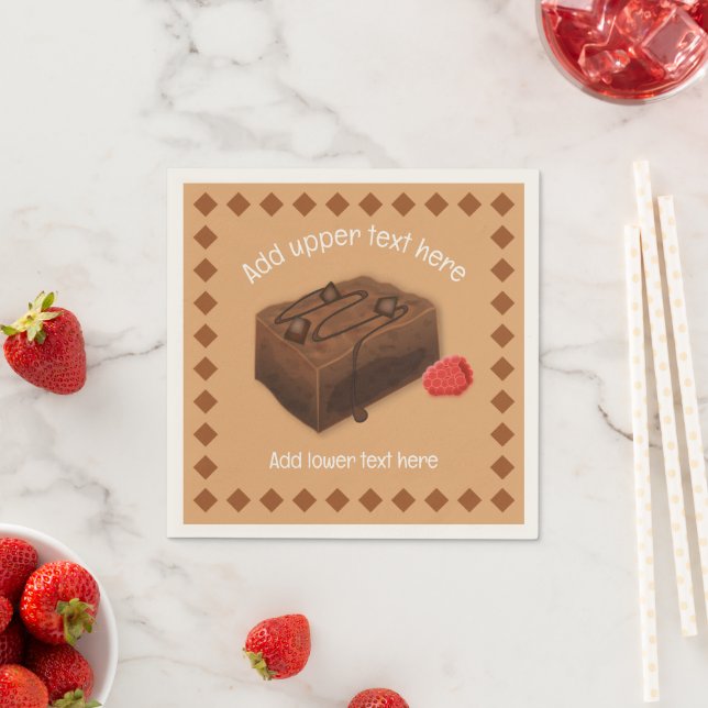 Serviette En Papier Choc Brownie Carré et Raspberry - votre événement  (En situation)