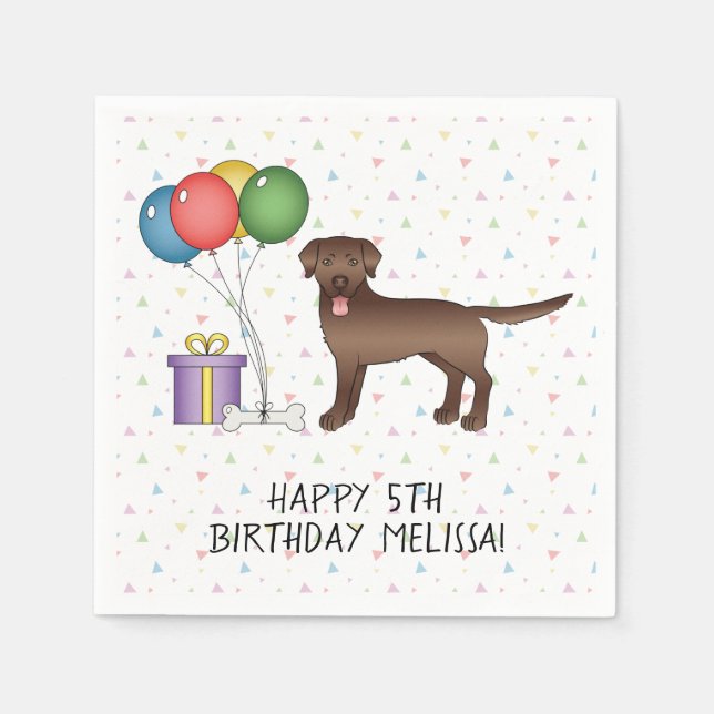 Serviette En Papier Chocolat Brown Labrador Retriever Dog - Anniversai (Devant)