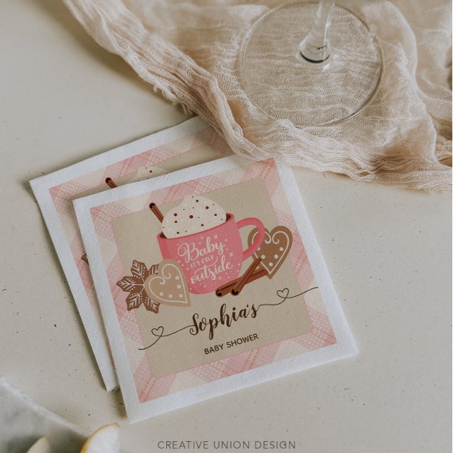Serviette En Papier Chocolat chaud Baby shower d'hiver fille (Créateur téléchargé)